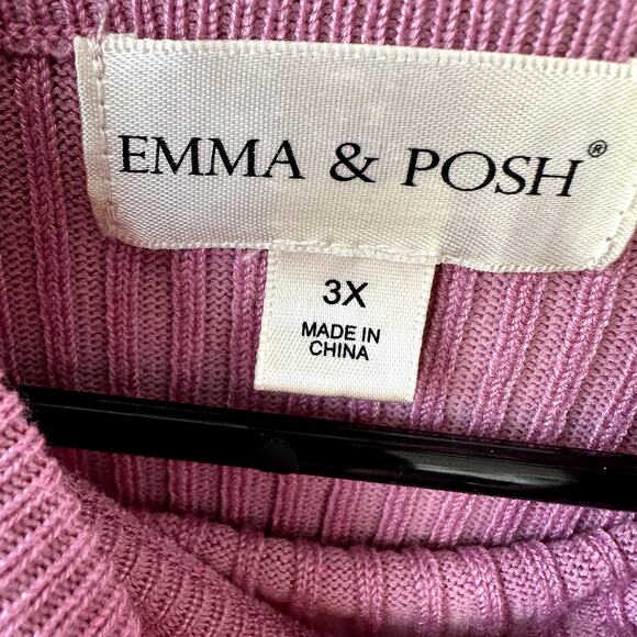 Emma & Posh Sz 3X Pink Rib Knit Maxi Dress with Button Side Slit Classic - Picture 4 of 5